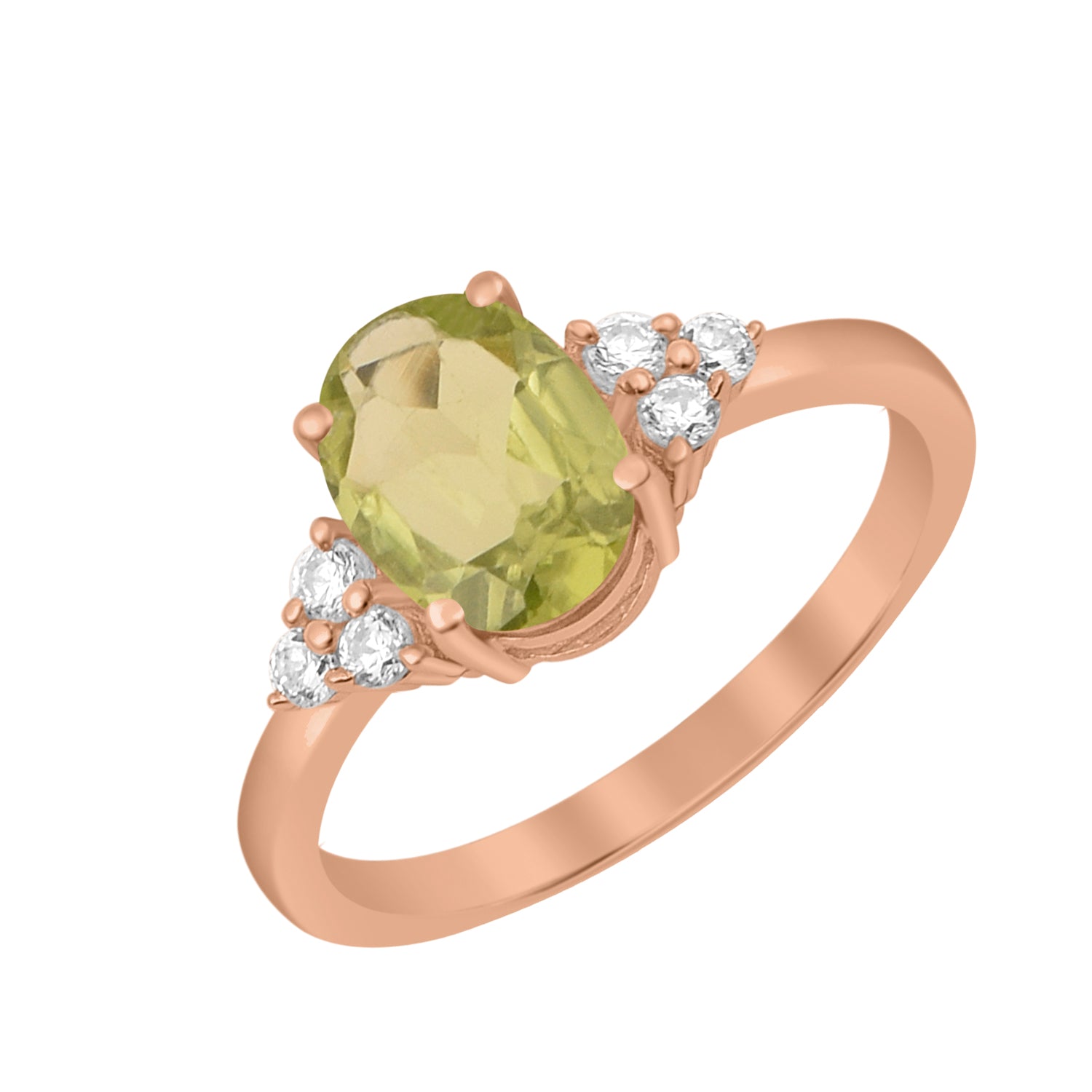 Peridot Solitaire Accents Wedding Ring -Sterling Silver