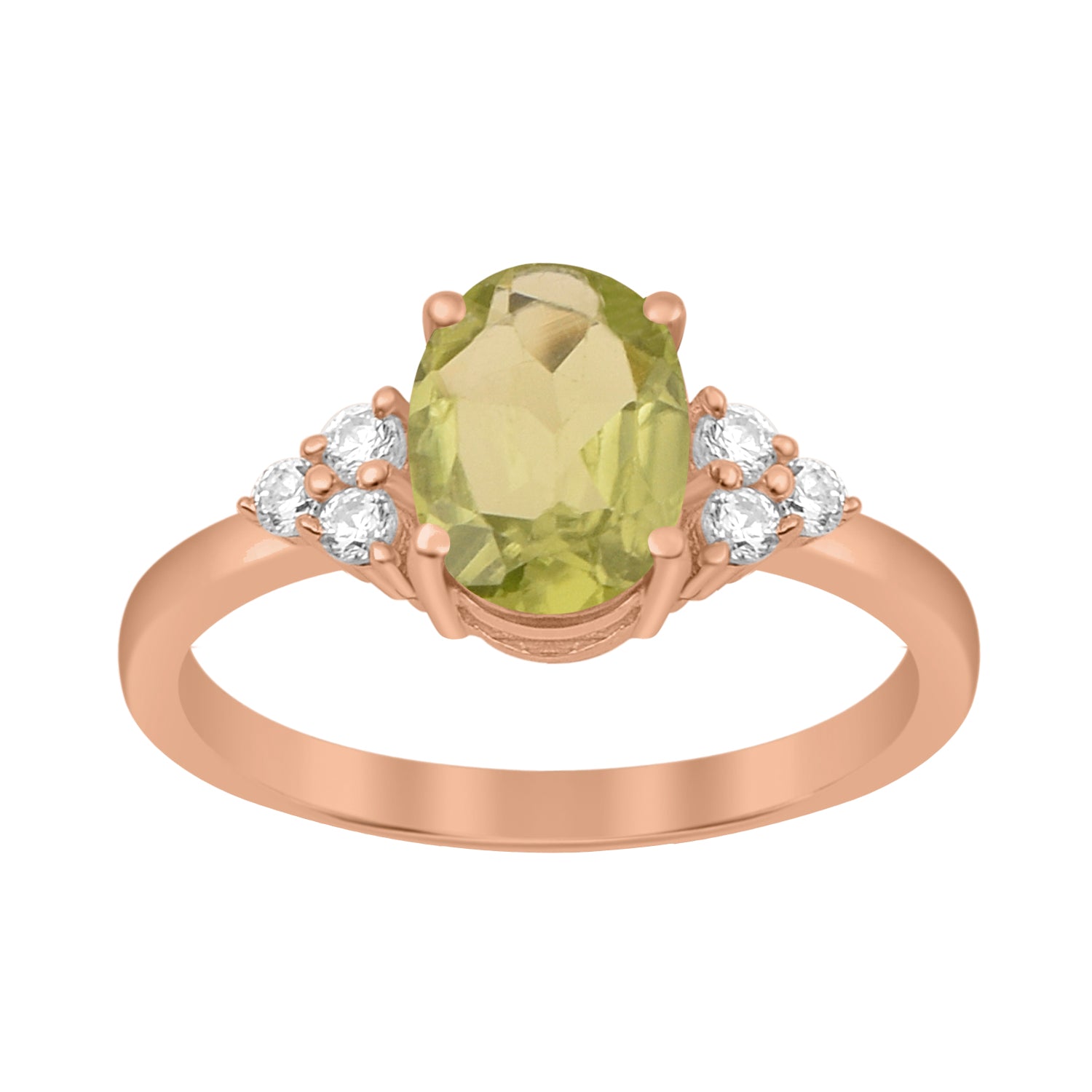 Peridot Solitaire Accents Wedding Ring -Sterling Silver