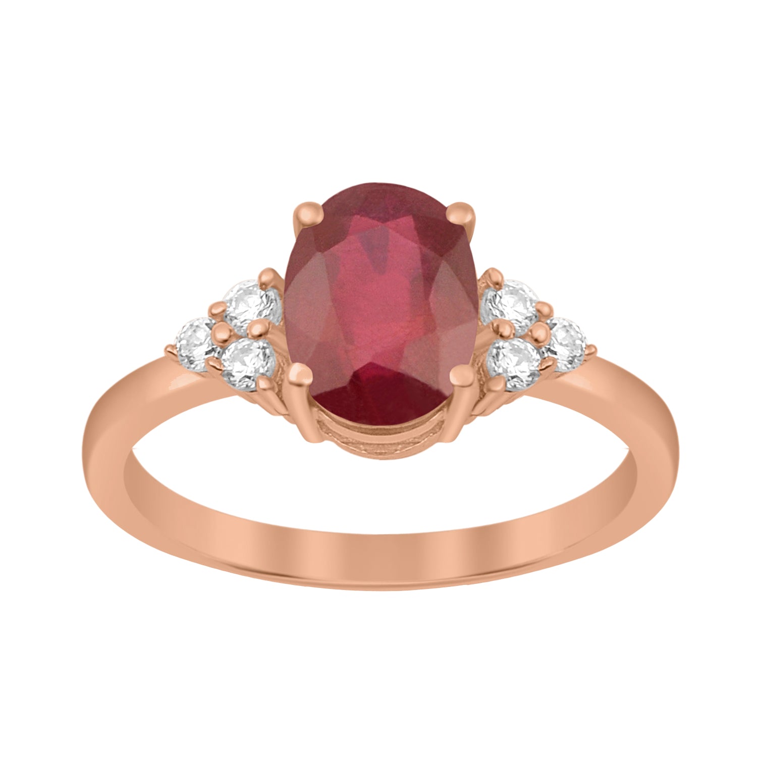 Ruby Solitaire Accents Wedding Ring -Sterling Silver