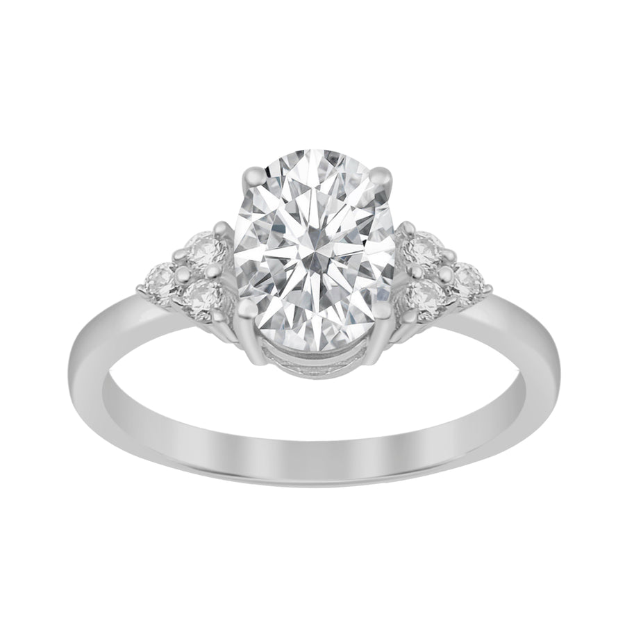 Moissanite Vintage Cluster Accents Ring - Sterling Silver