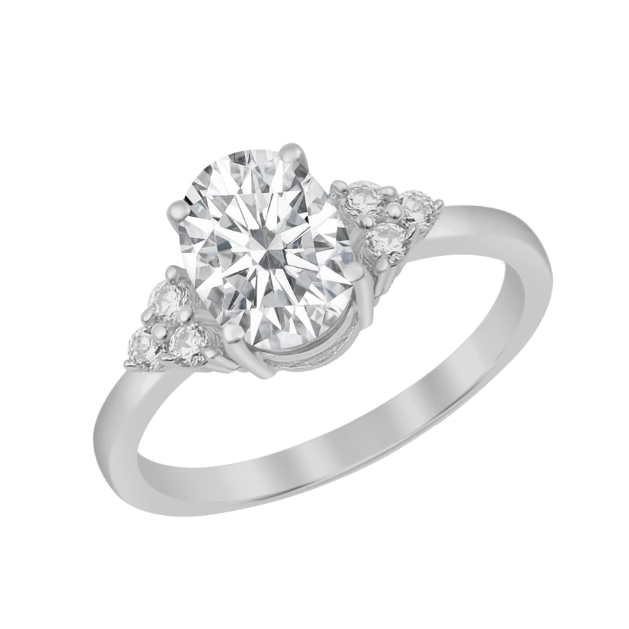 Moissanite Vintage Cluster Accents Ring - Sterling Silver