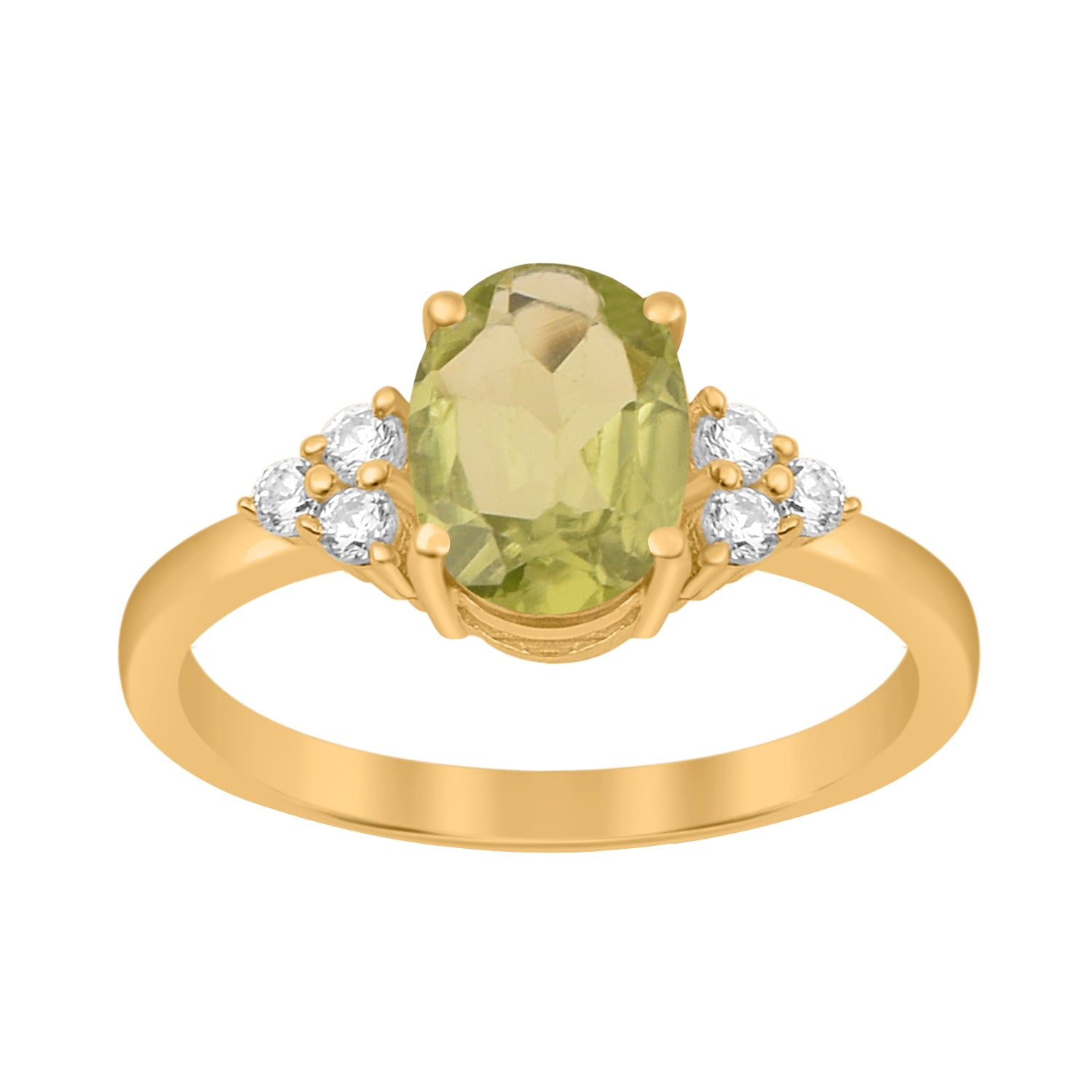 Peridot Solitaire Accents Wedding Ring -Sterling Silver