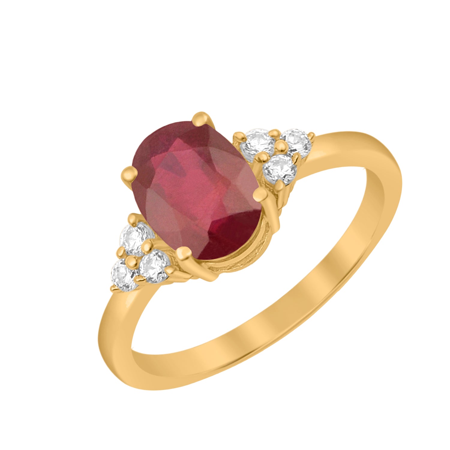 Ruby Solitaire Accents Wedding Ring -Sterling Silver