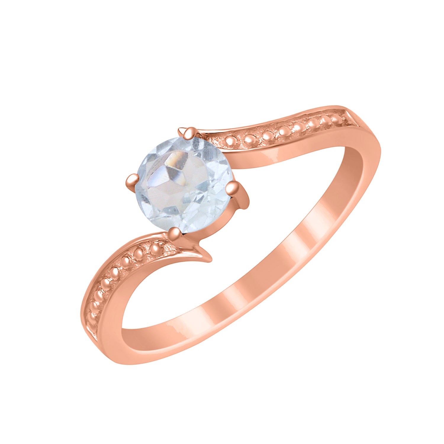 Aquamarine Elegant Solitaire Bypass Ring -Sterling Silver