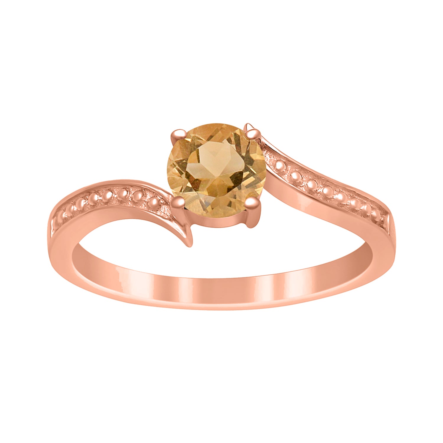 Citrine Elegant Solitaire Bypass Ring -Sterling Silver