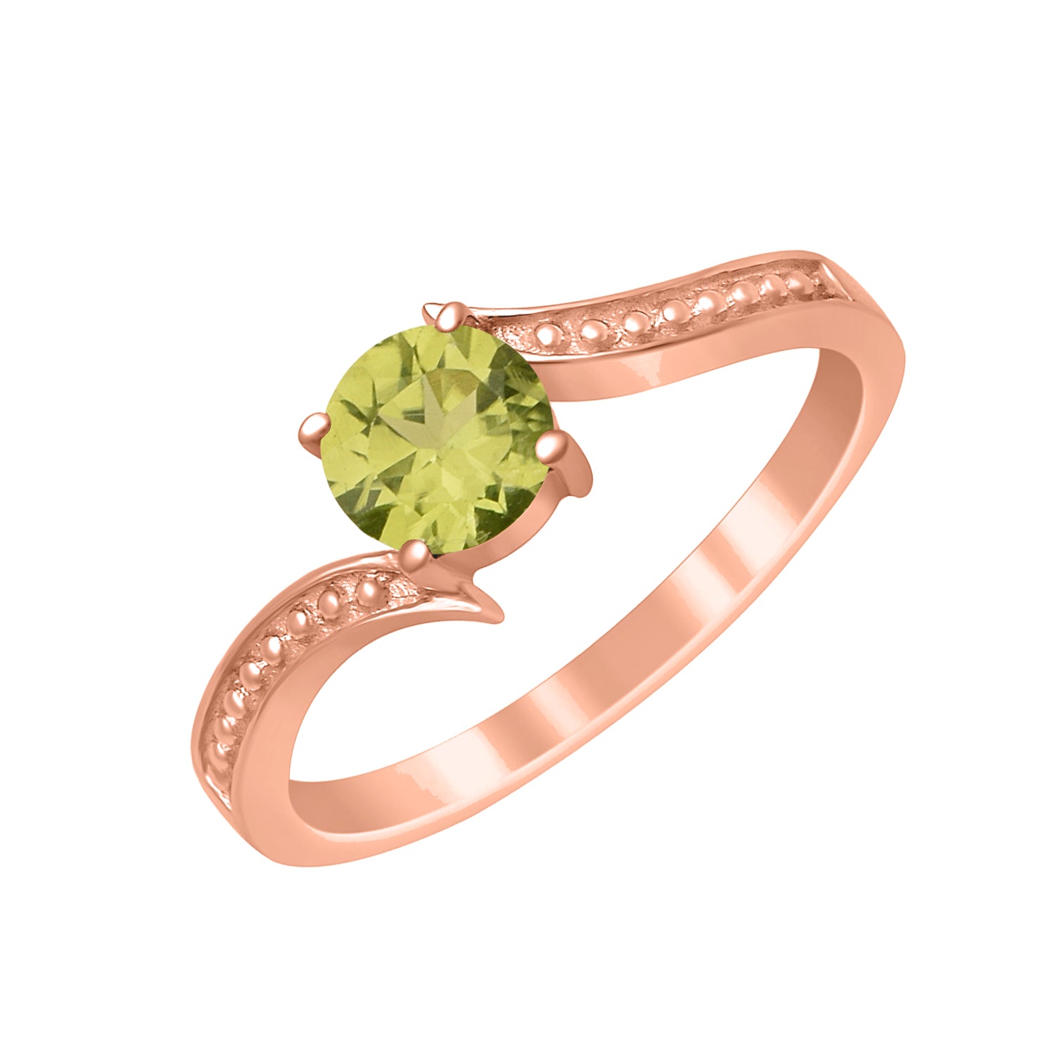 Peridot Elegant Solitaire Bypass Ring -Sterling Silver