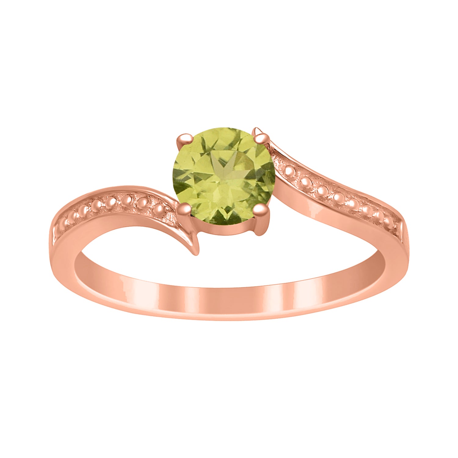 Peridot Elegant Solitaire Bypass Ring -Sterling Silver
