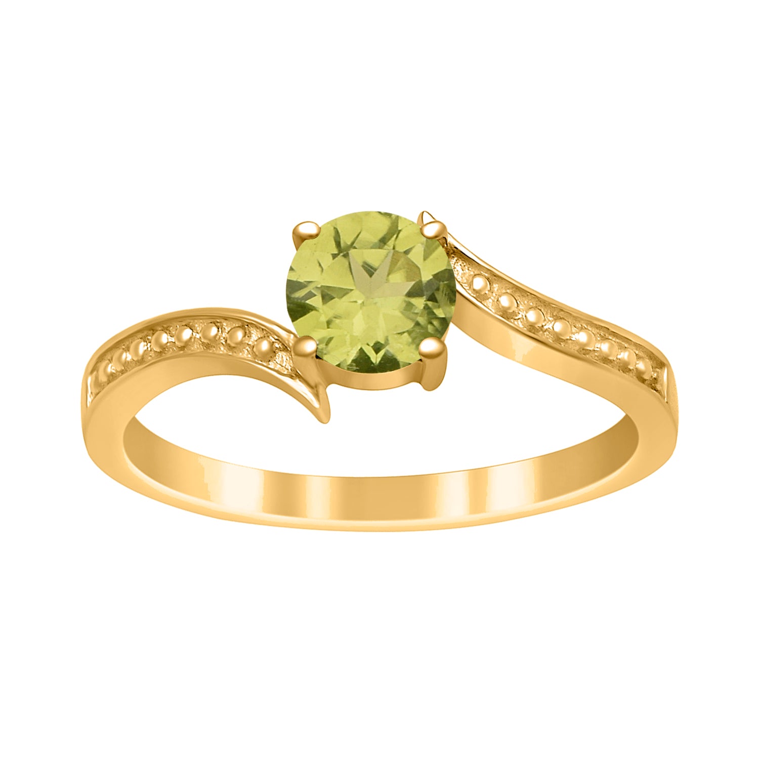 Peridot Elegant Solitaire Bypass Ring -Sterling Silver