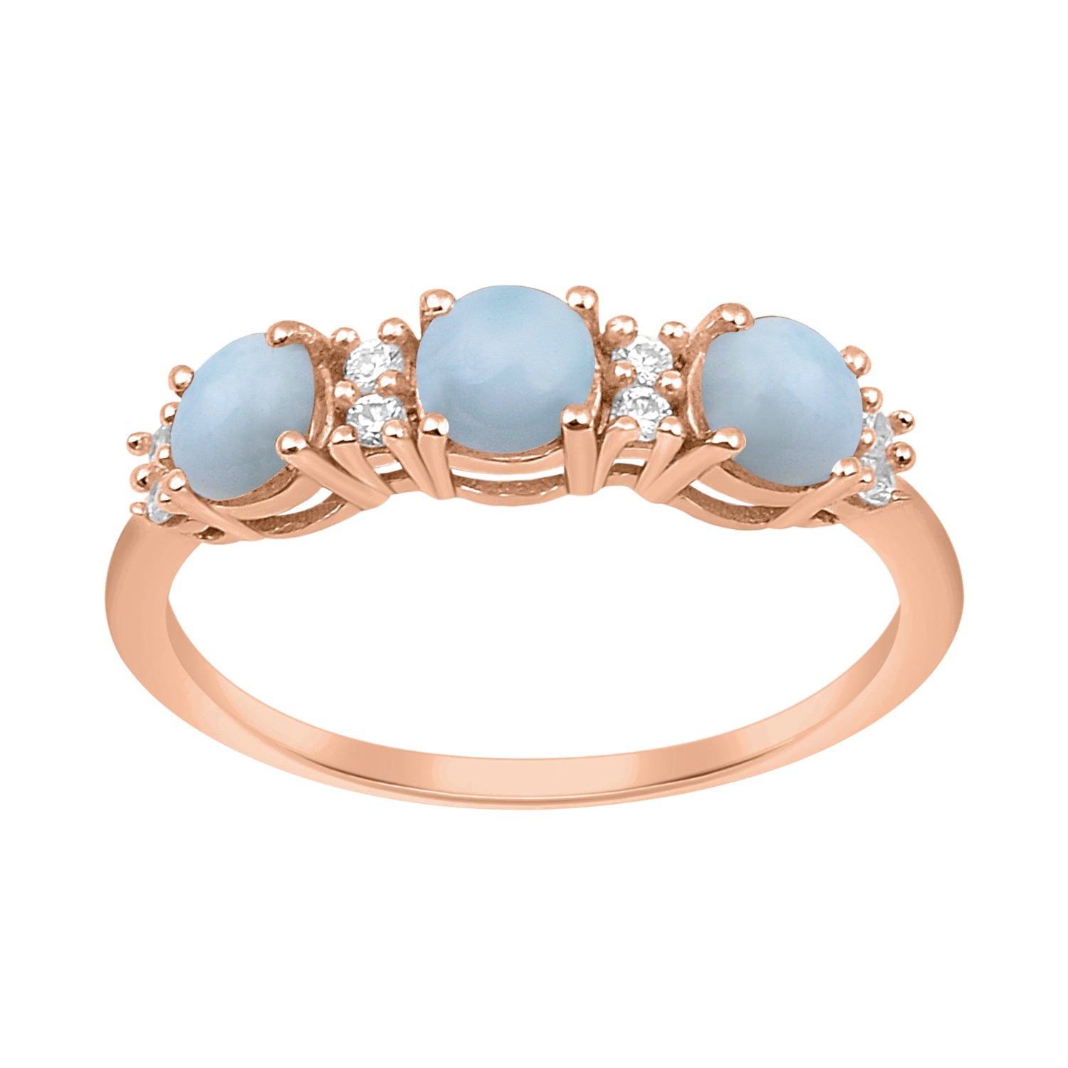 Larimar Three Stone Ring -Sterling Silver
