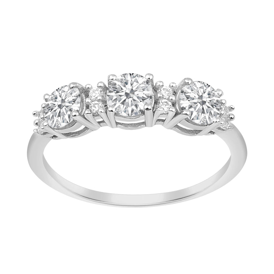 Moissanite Three-Stone Ring - Sterling Silver