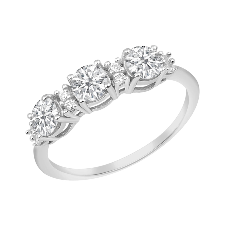 Moissanite Three-Stone Ring - Sterling Silver