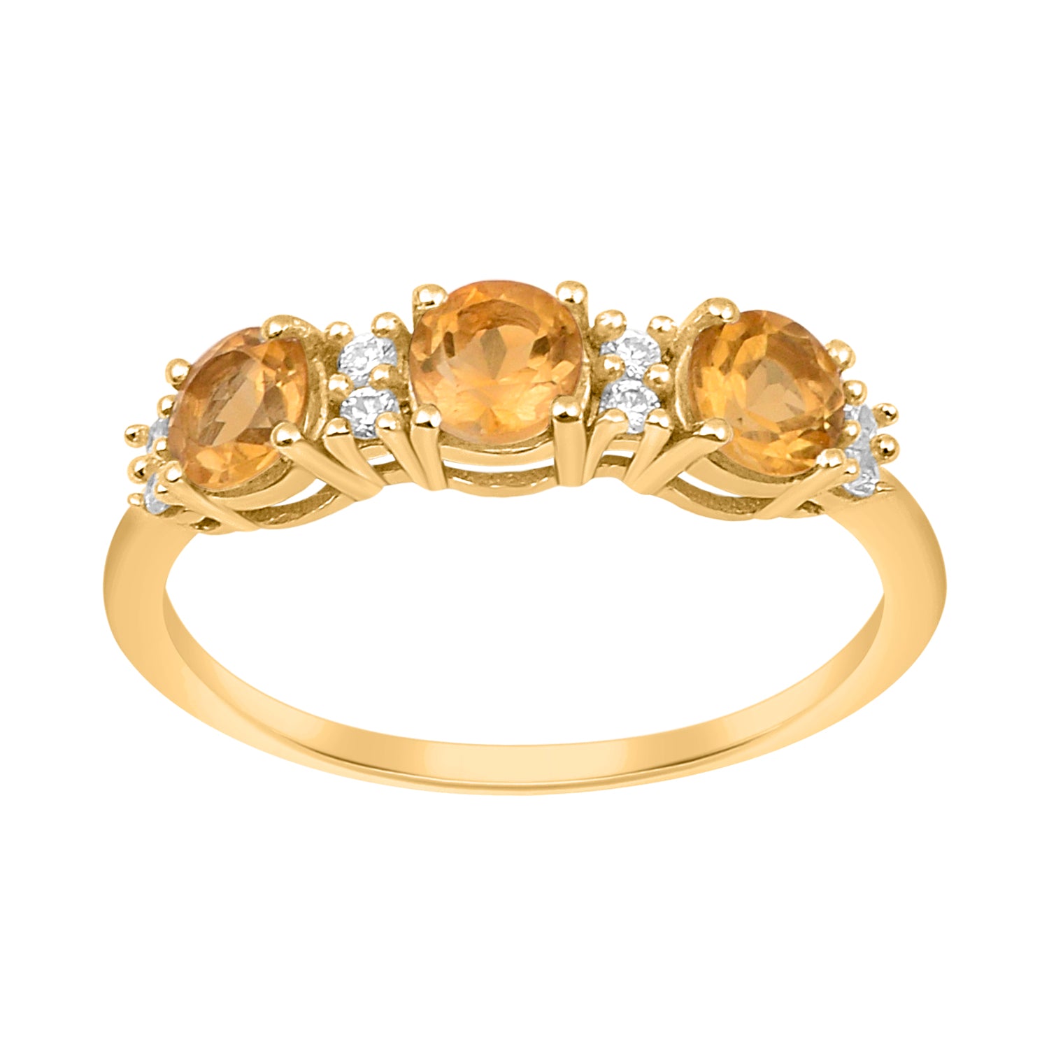 Citrine Three Stone Ring -Sterling Silver