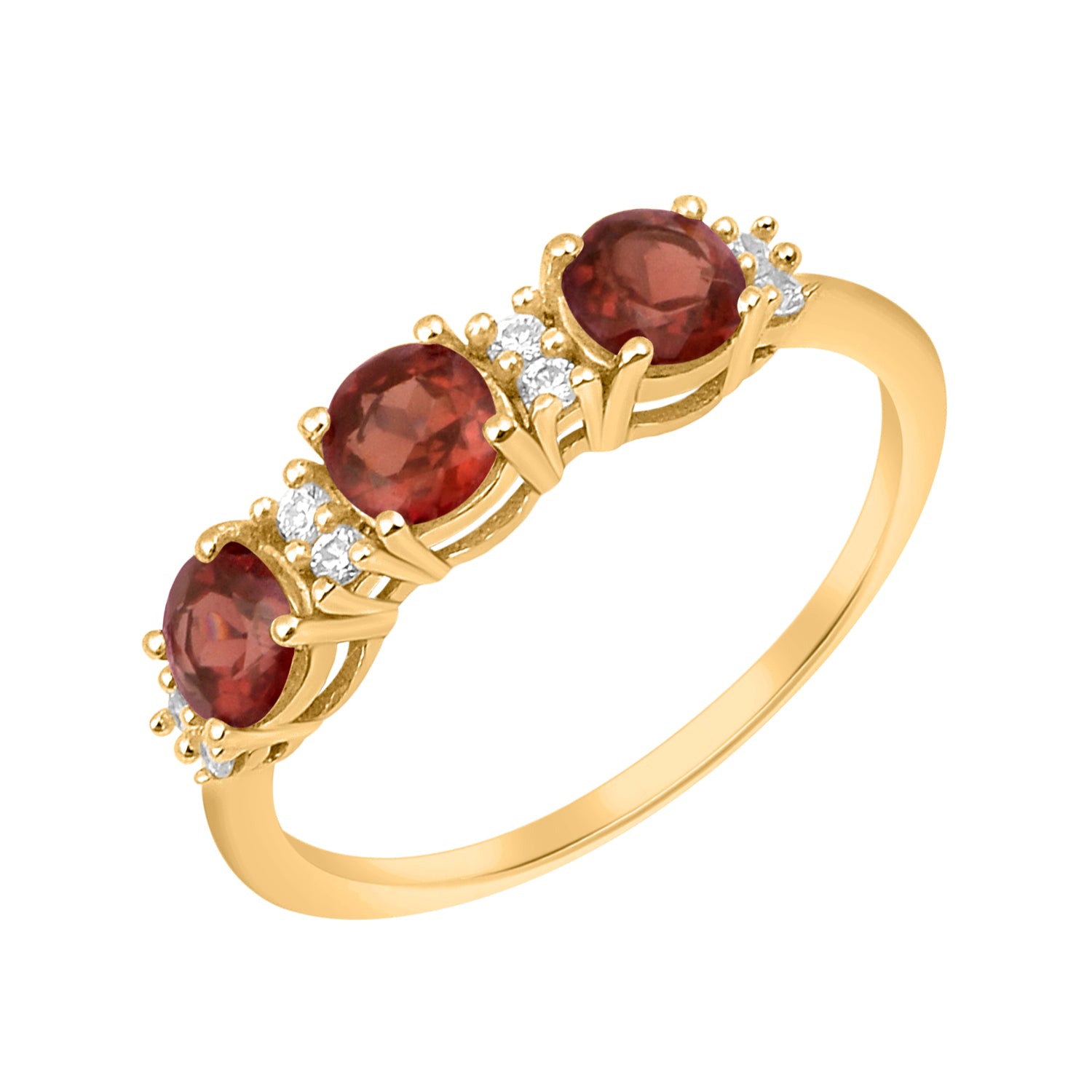 Garnet Three Stone Ring -Sterling Silver