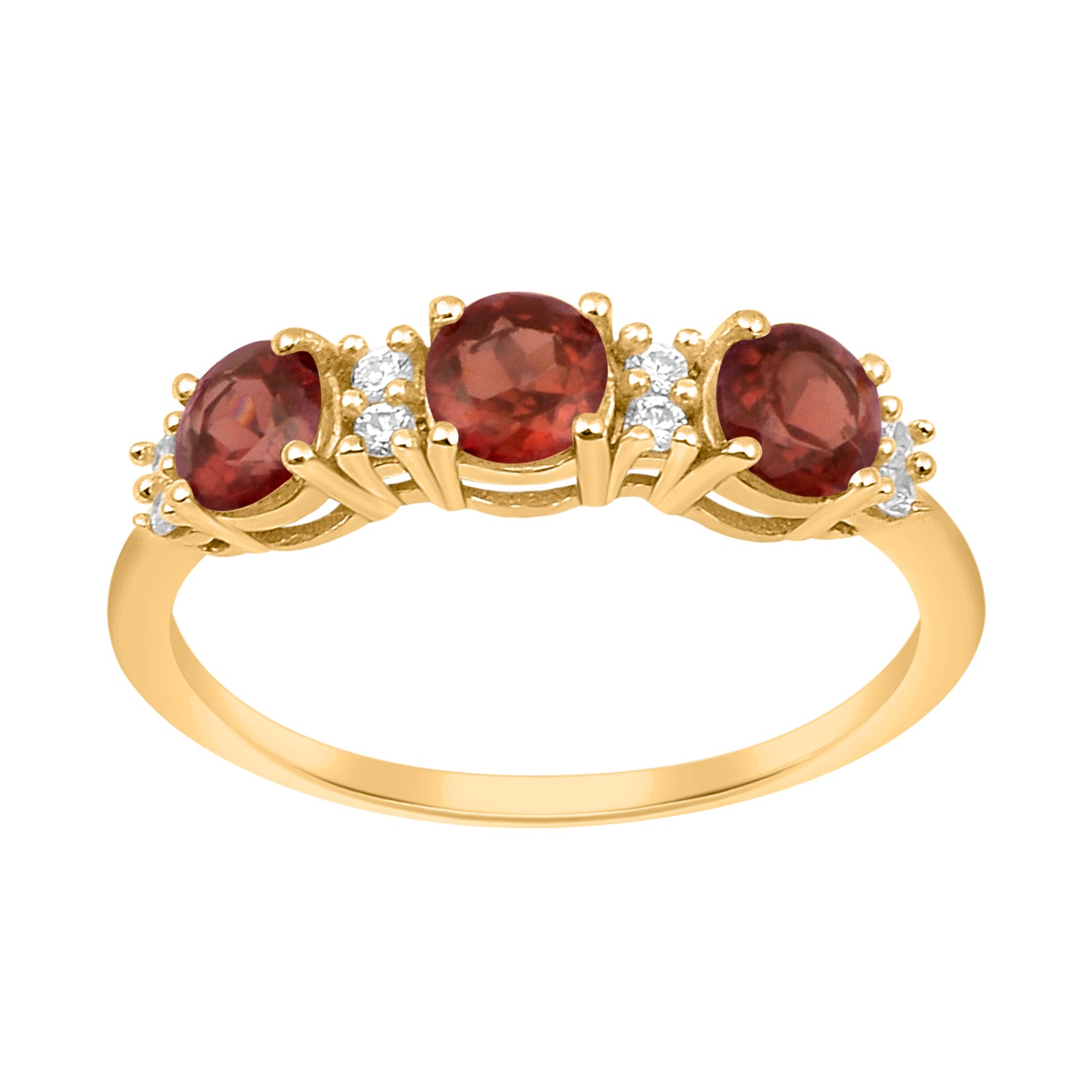 Garnet Three Stone Ring -Sterling Silver