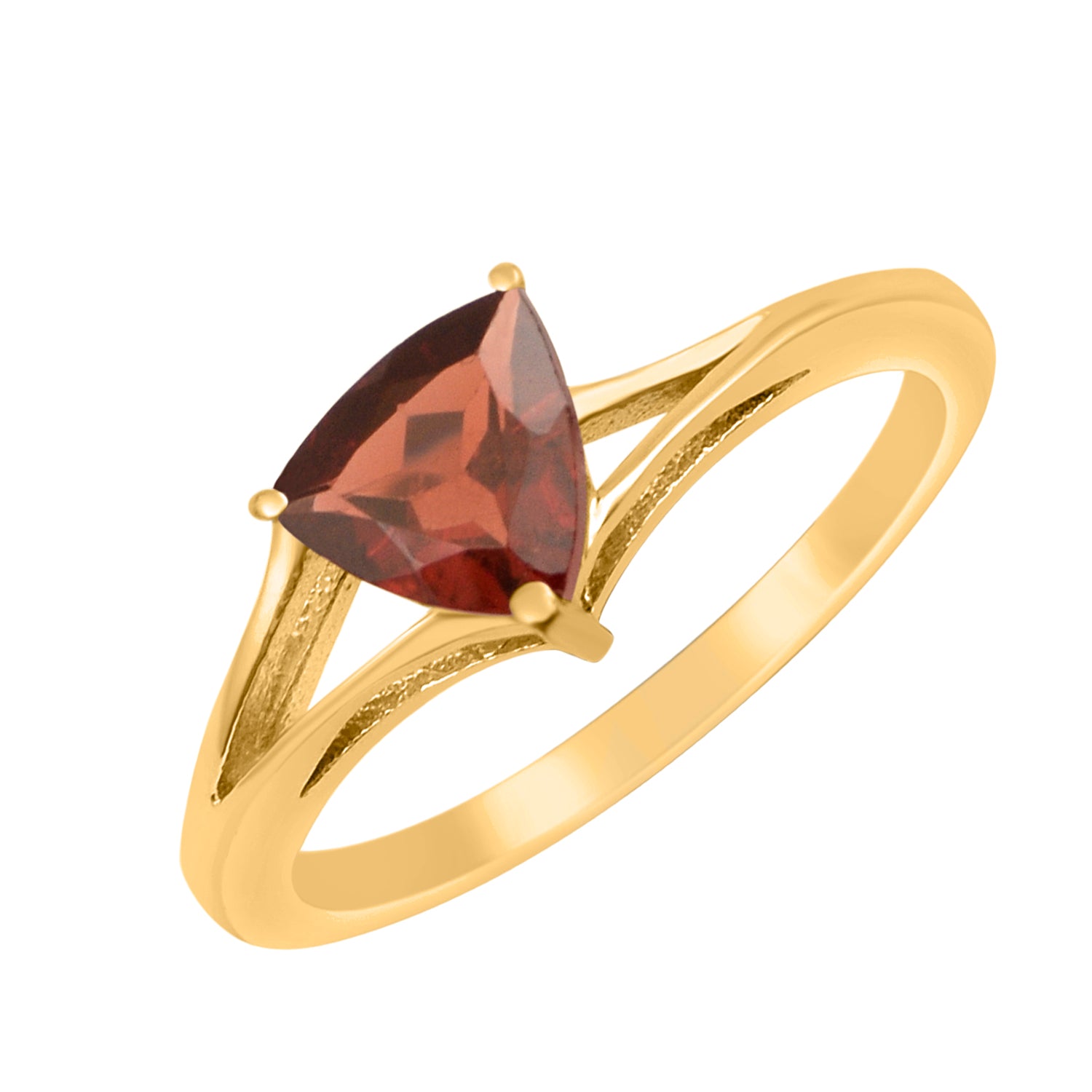 Garnet 1.10 Ct Trillion Cut Solitaire Ring-Sterling Silver