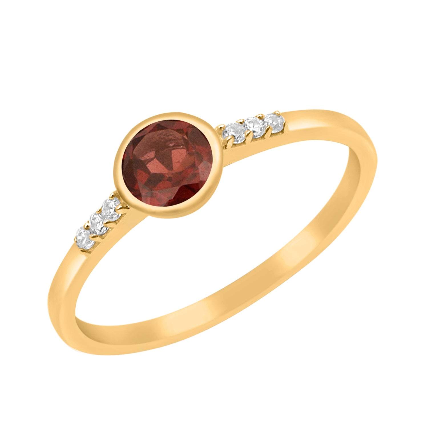 Garnet Round Cut 5mm Gemstone Ring-Sterling Silver