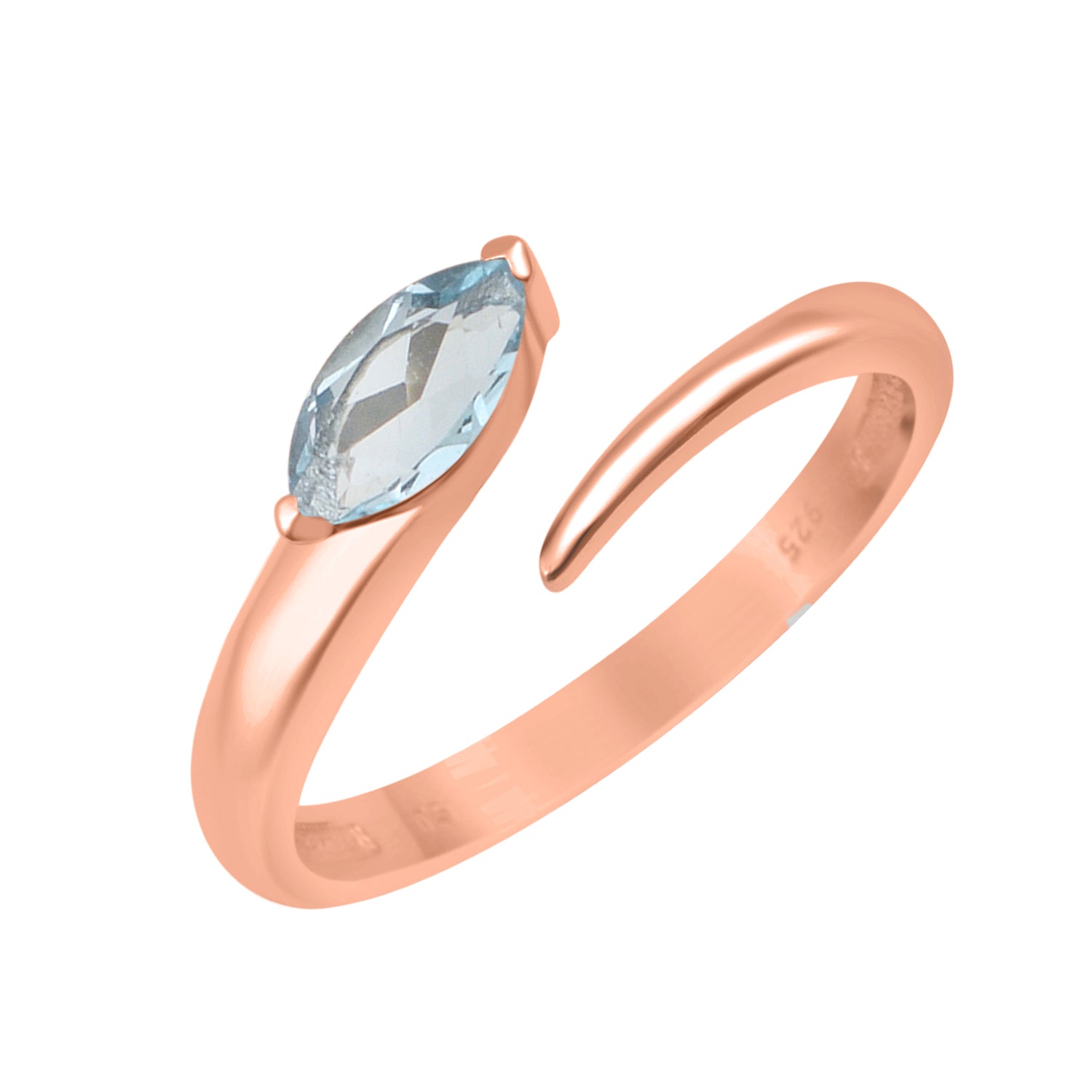 Aquamarine 0.70 Ctw Marquise Stackable Ring - Sterling Silver