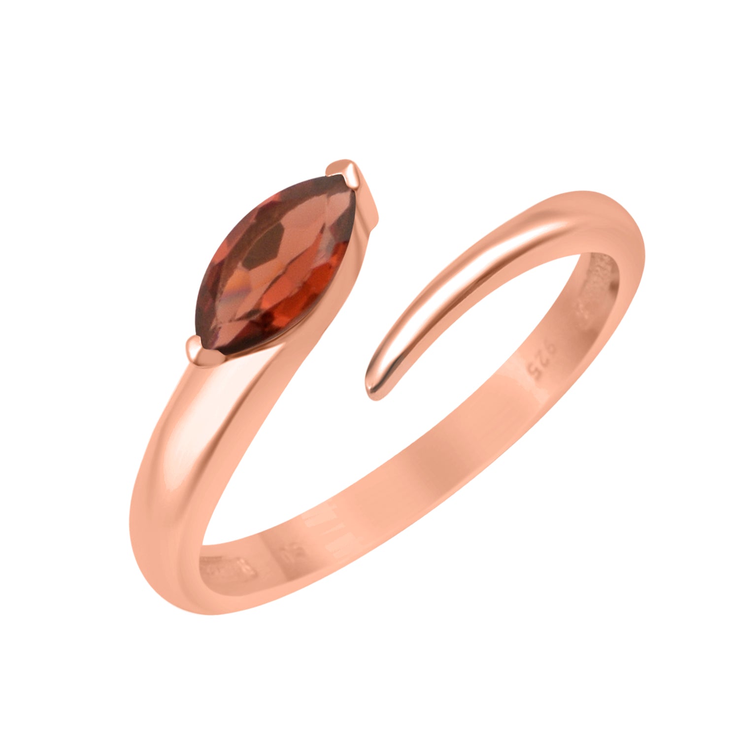 Garnet 0.70 Ctw Marquise Stackable Ring - Sterling Silver