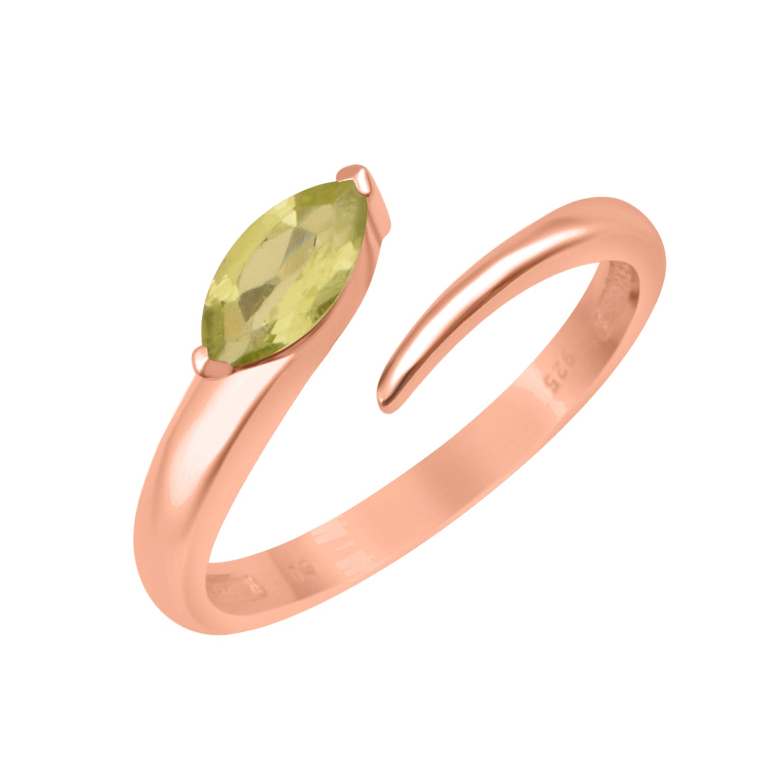 Peridot 0.70 Ctw Marquise Stackable Ring - Sterling Silver
