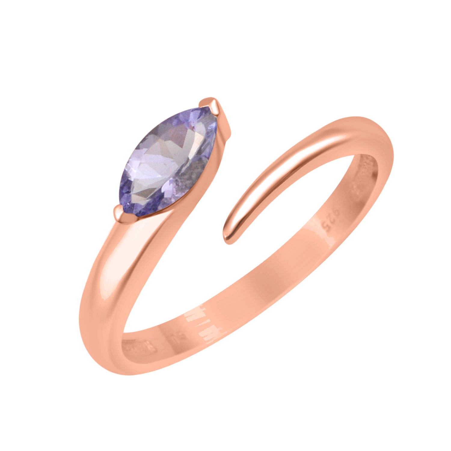 Tanzanite 0.70 Ctw Marquise Stackable Ring - Sterling Silver