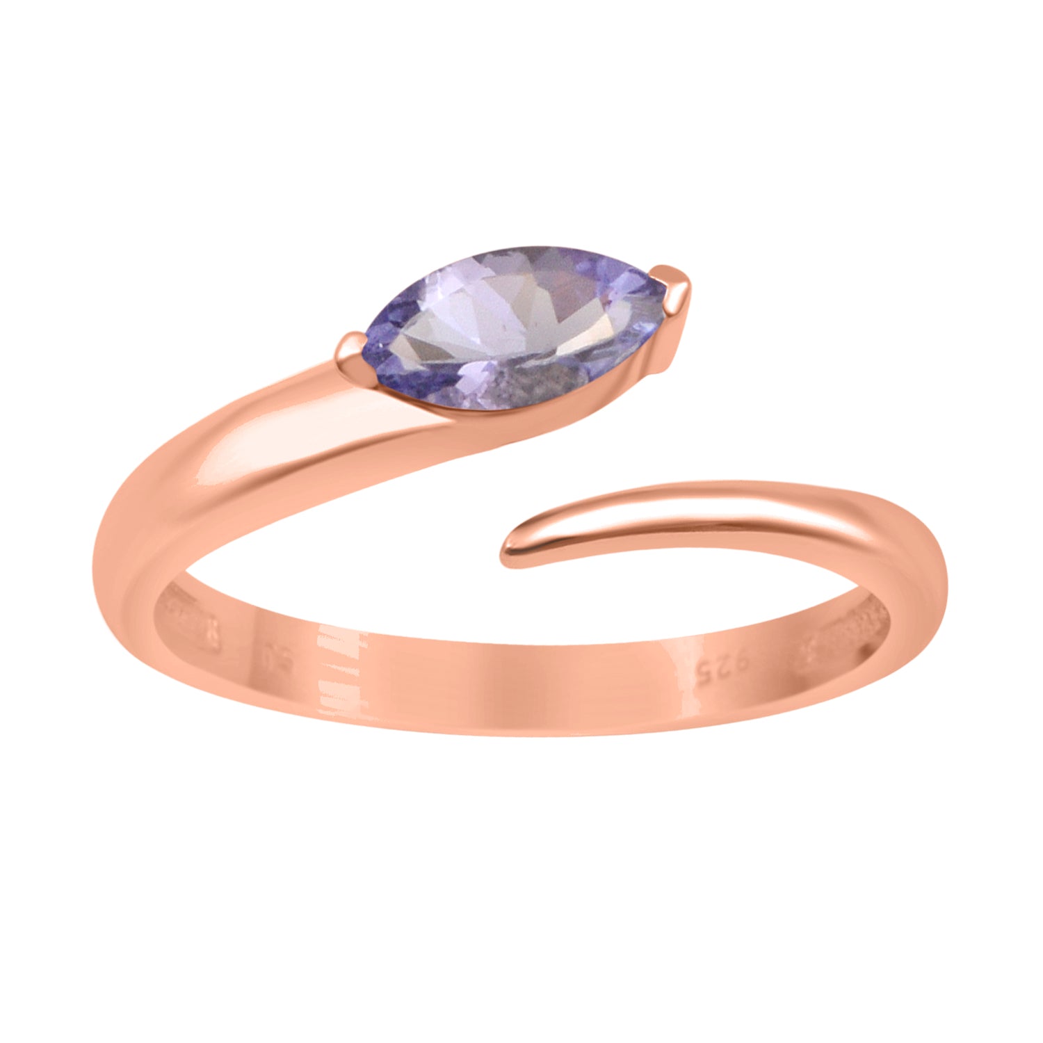 Tanzanite 0.70 Ctw Marquise Stackable Ring - Sterling Silver