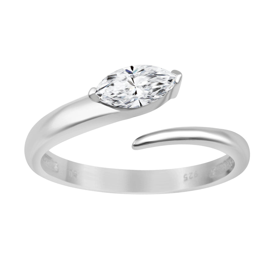 Moissanite Wrap Bypass Ring - Sterling Silver