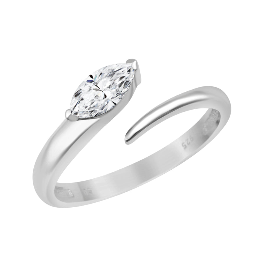 Moissanite Wrap Bypass Ring - Sterling Silver