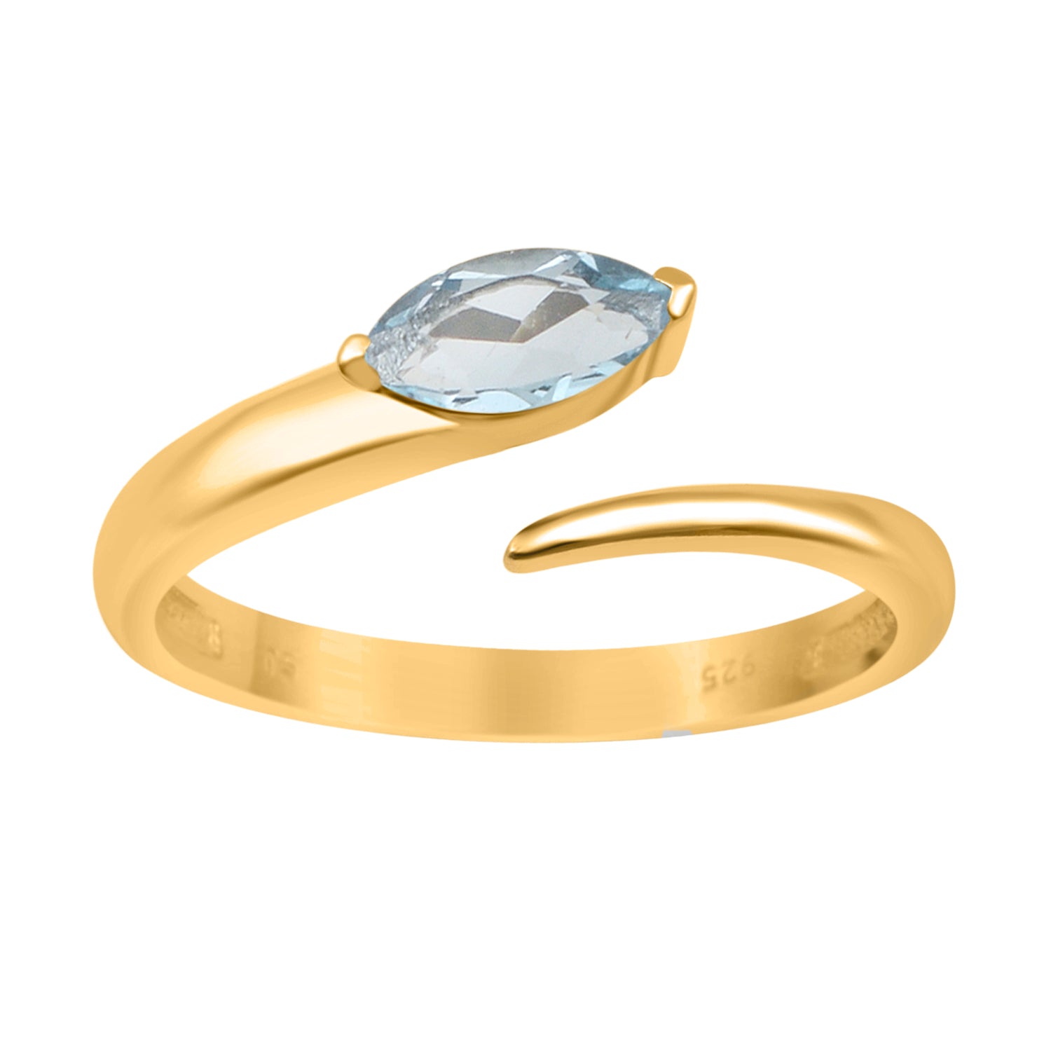 Aquamarine 0.70 Ctw Marquise Stackable Ring - Sterling Silver