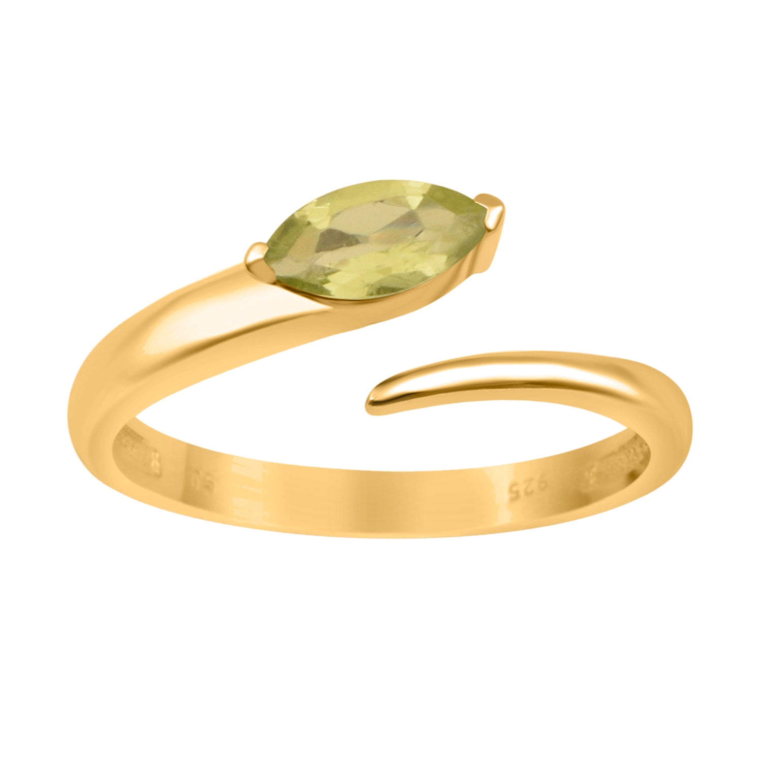 Peridot 0.70 Ctw Marquise Stackable Ring - Sterling Silver