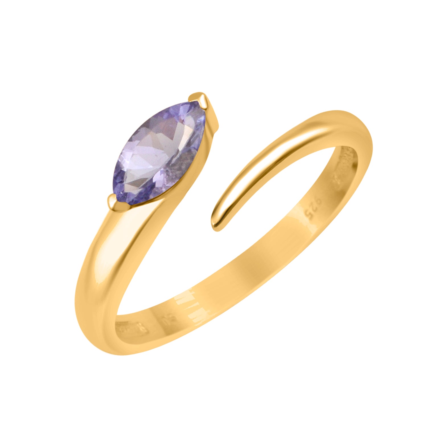 Tanzanite 0.70 Ctw Marquise Stackable Ring - Sterling Silver