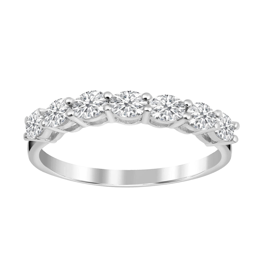 Moissanite Half Eternity Band Ring - Sterling Silver