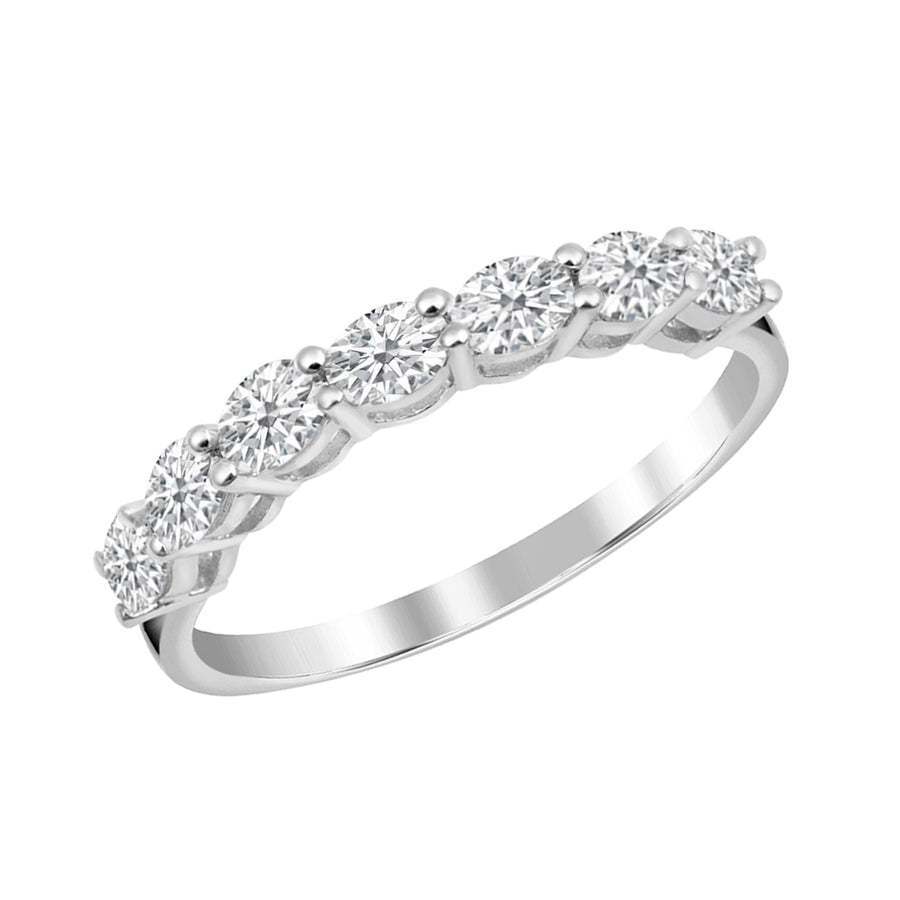 Moissanite Half Eternity Band Ring - Sterling Silver