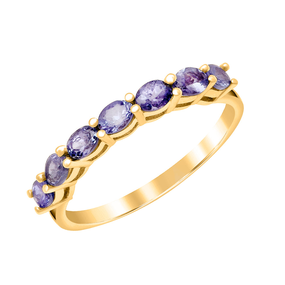 Tanzanite  Oval 4x3 MM Eternity Ring - Sterling Silver