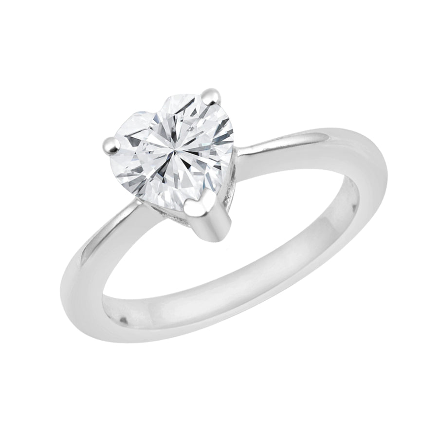 Moissanite Solitaire Classic Promise Ring - Sterling Silver