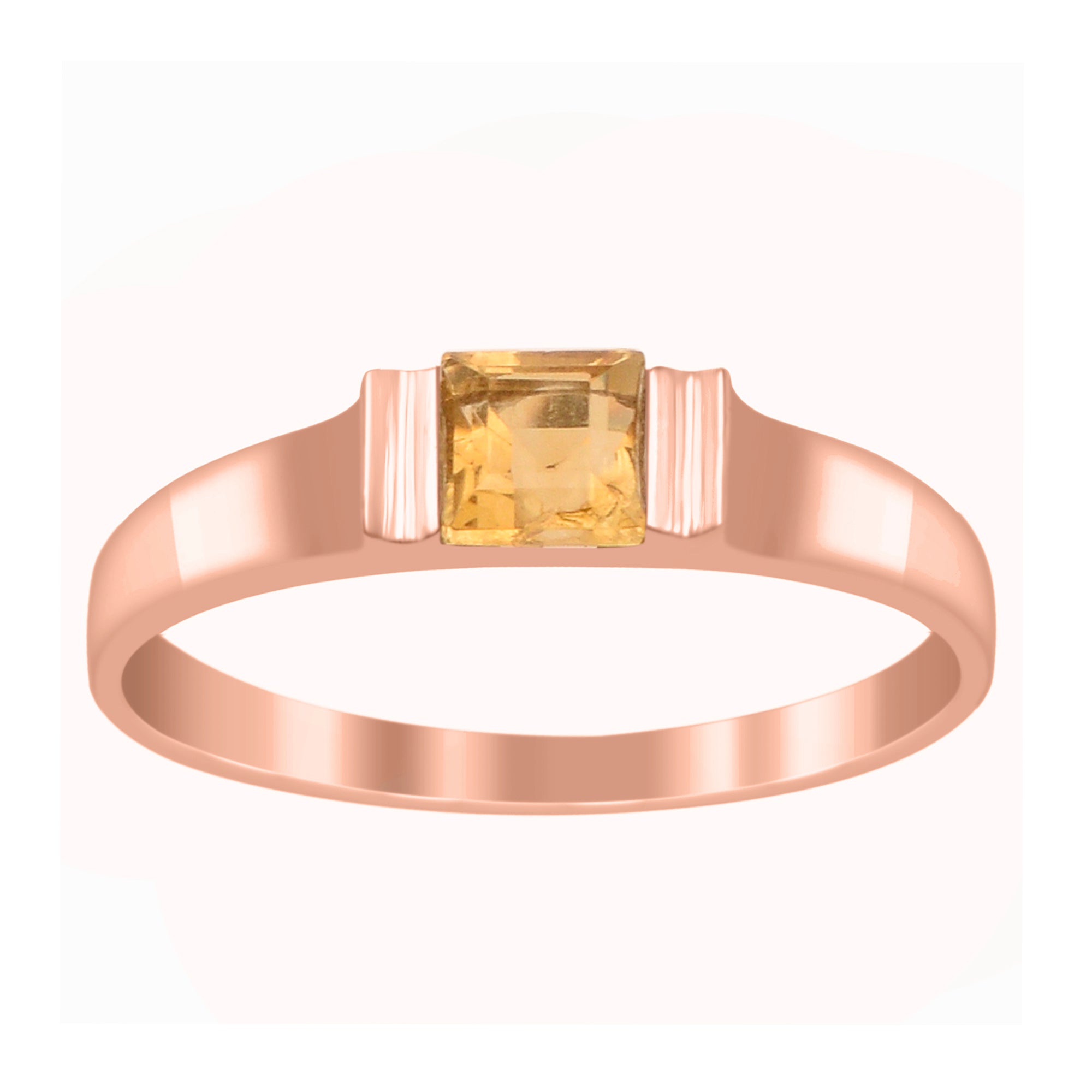 Citrine 4MM Princess Cut Stacking Ring - Sterling Silver