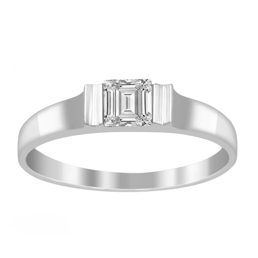 Moissanite Minimalist Solitaire Ring - Sterling Silver