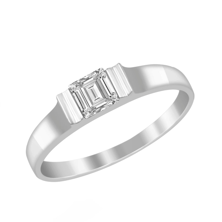 Moissanite Minimalist Solitaire Ring - Sterling Silver
