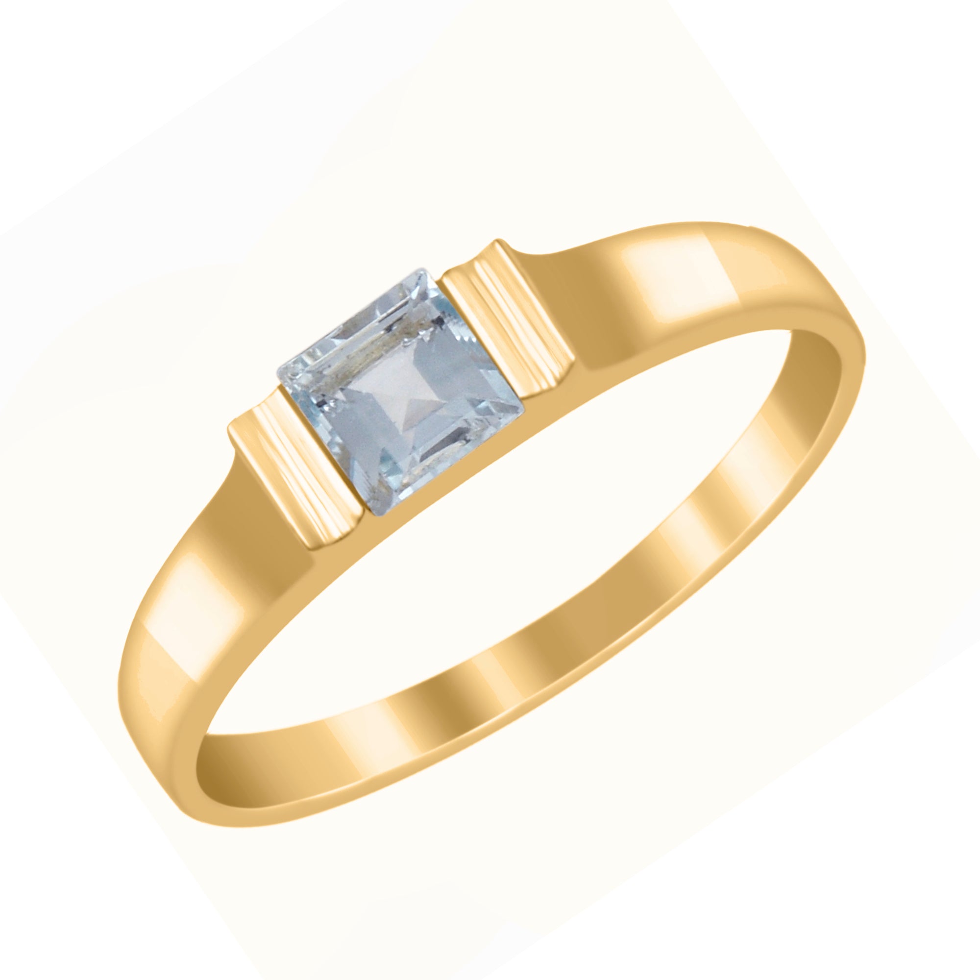 Aquamarine 4MM Princess Cut Stacking Ring - Sterling Silver