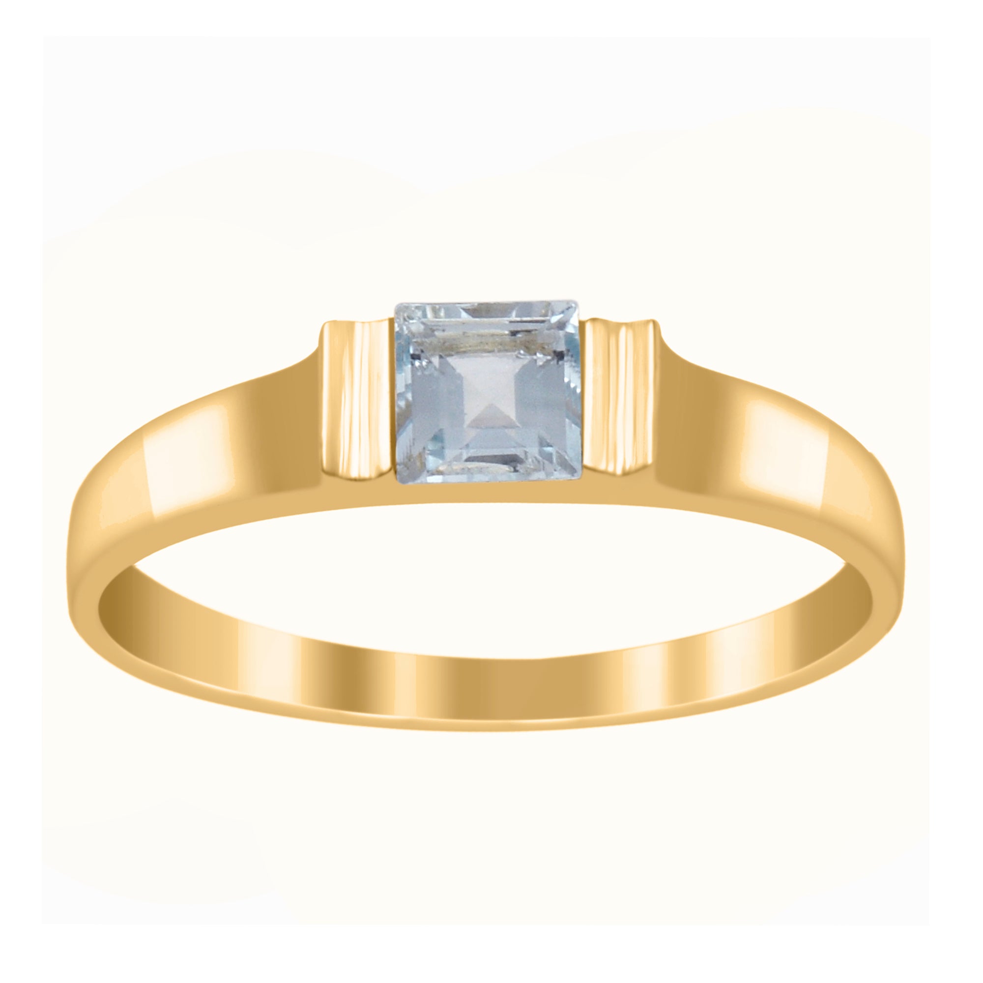 Aquamarine 4MM Princess Cut Stacking Ring - Sterling Silver