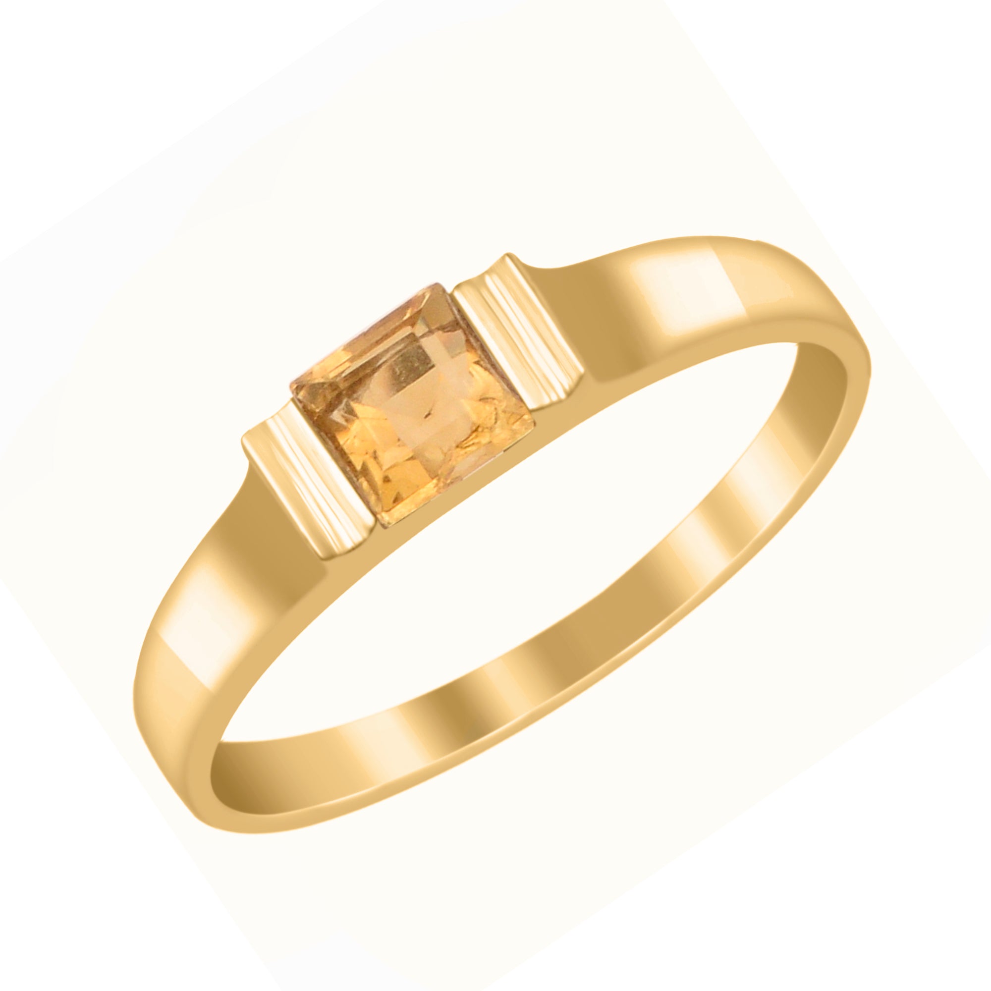 Citrine 4MM Princess Cut Stacking Ring - Sterling Silver