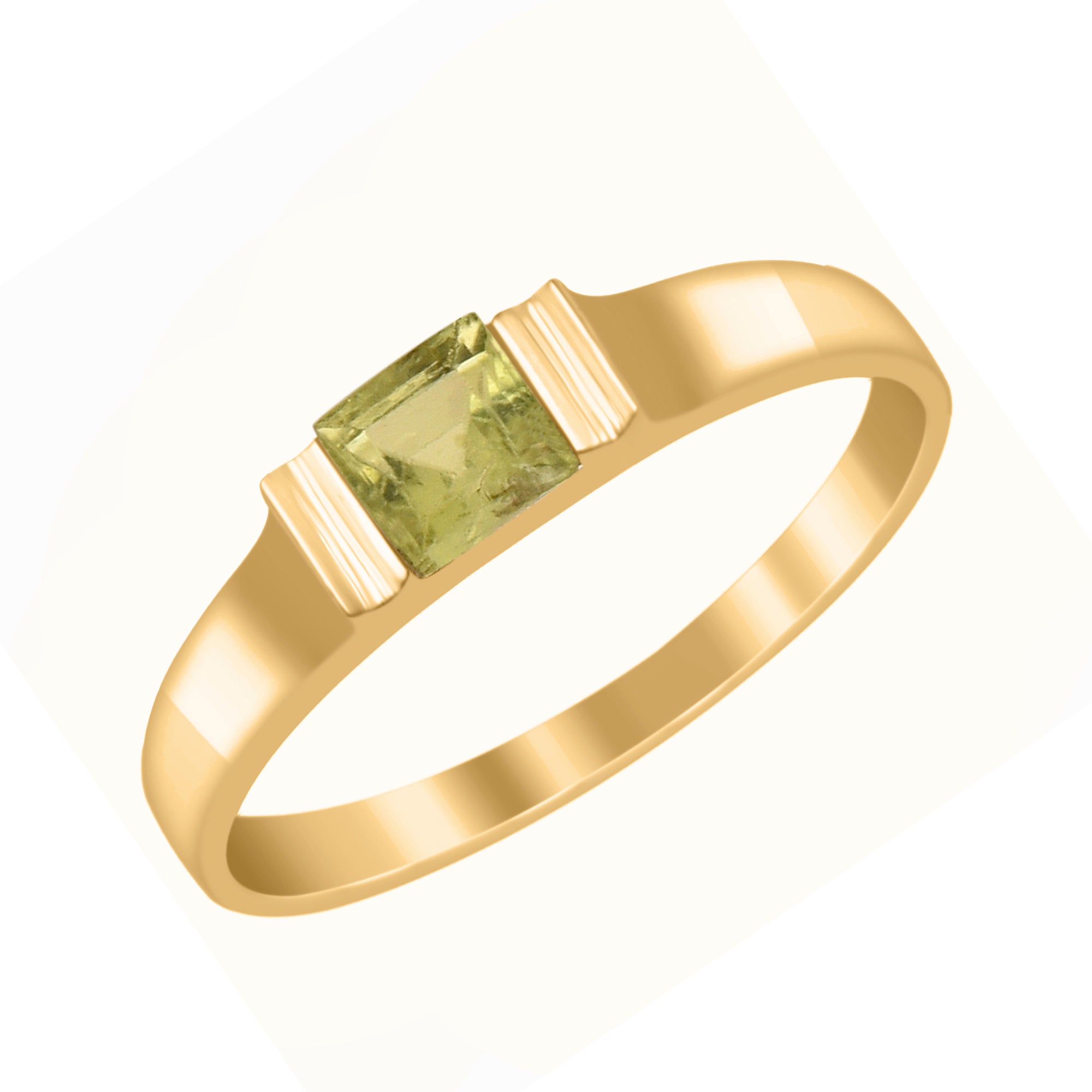 Peridot 4MM Princess Cut Stacking Ring - Sterling Silver
