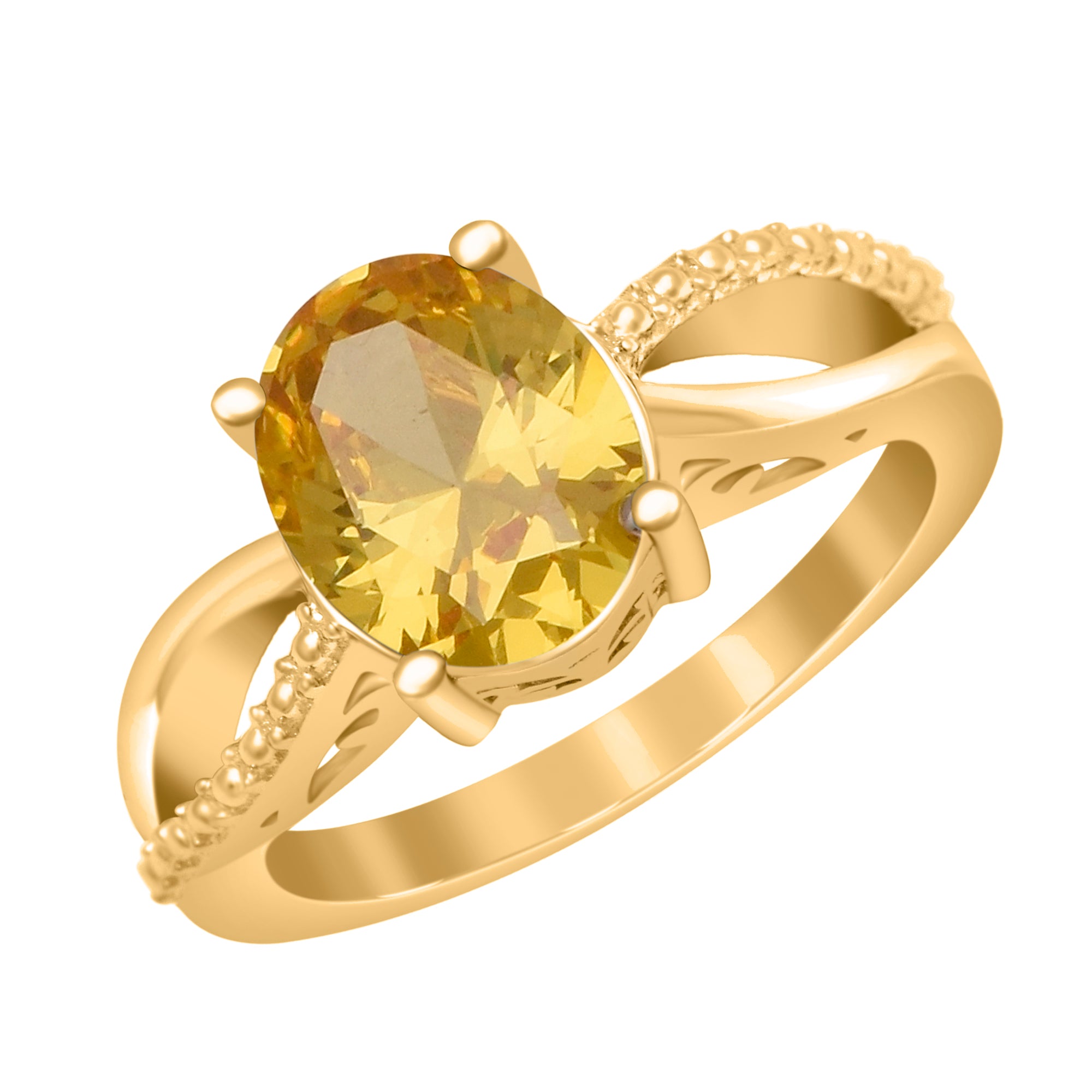 10x8MM Oval Citrine Promise Ring - Sterling Silver