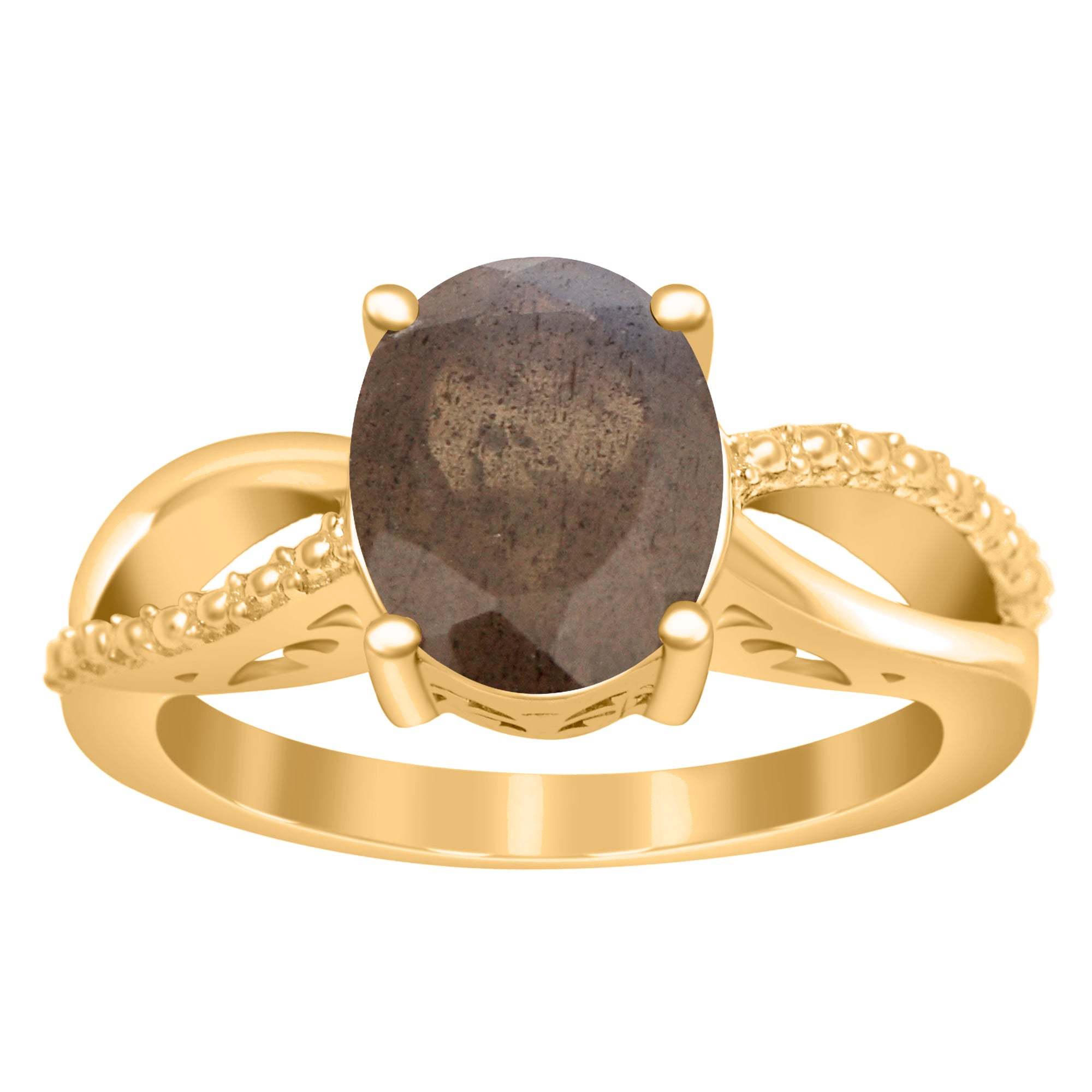 10x8MM Oval Labradorite Promise Ring - Sterling Silver