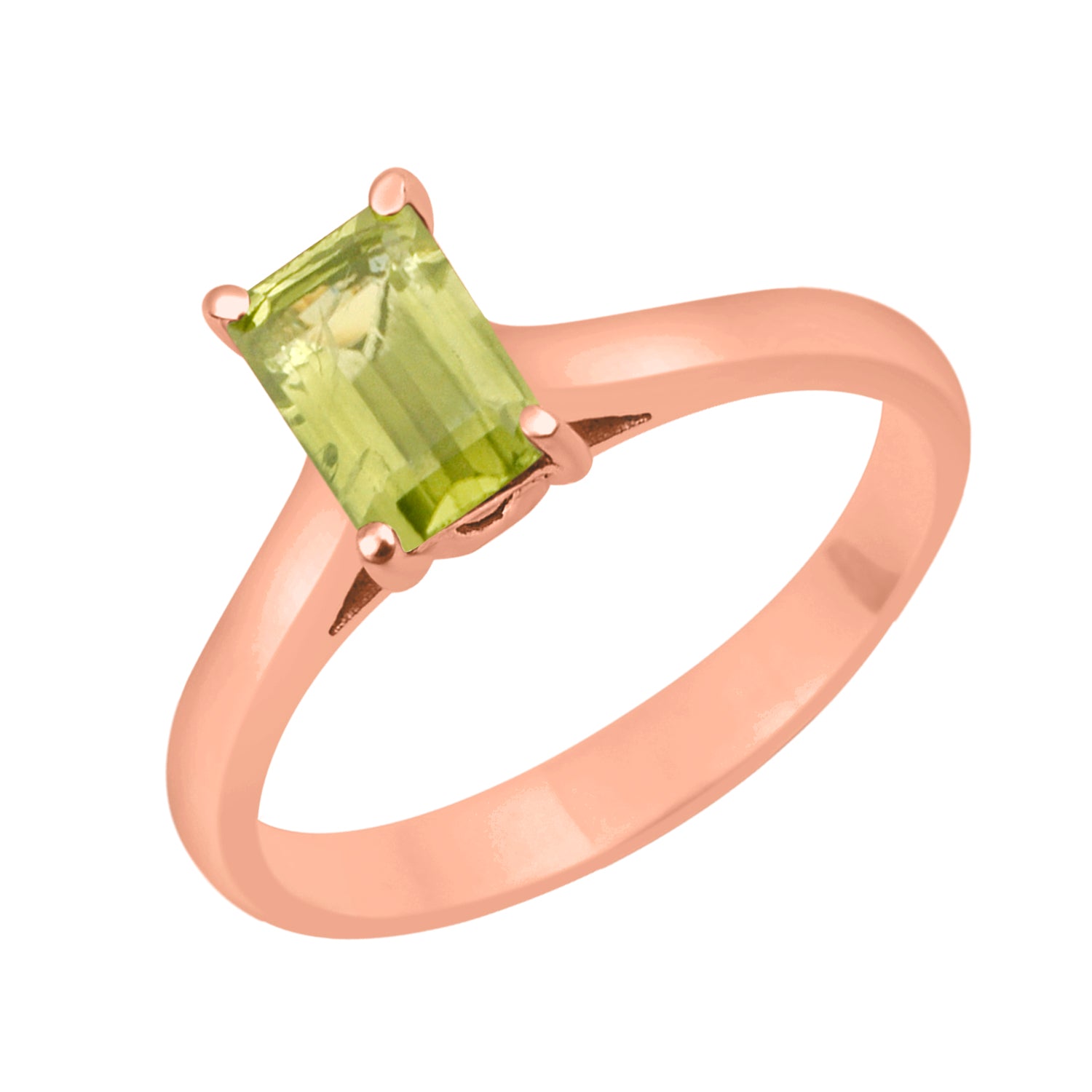 Peridot Minimalist Solitaire Ring - Sterling Silver