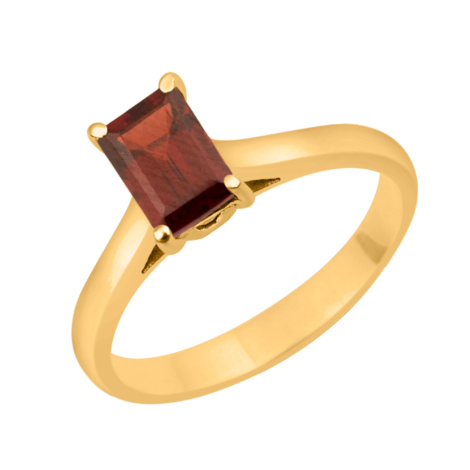 Garnet Emerald Cut 7X5MM Solitaire Ring-Sterling Silver