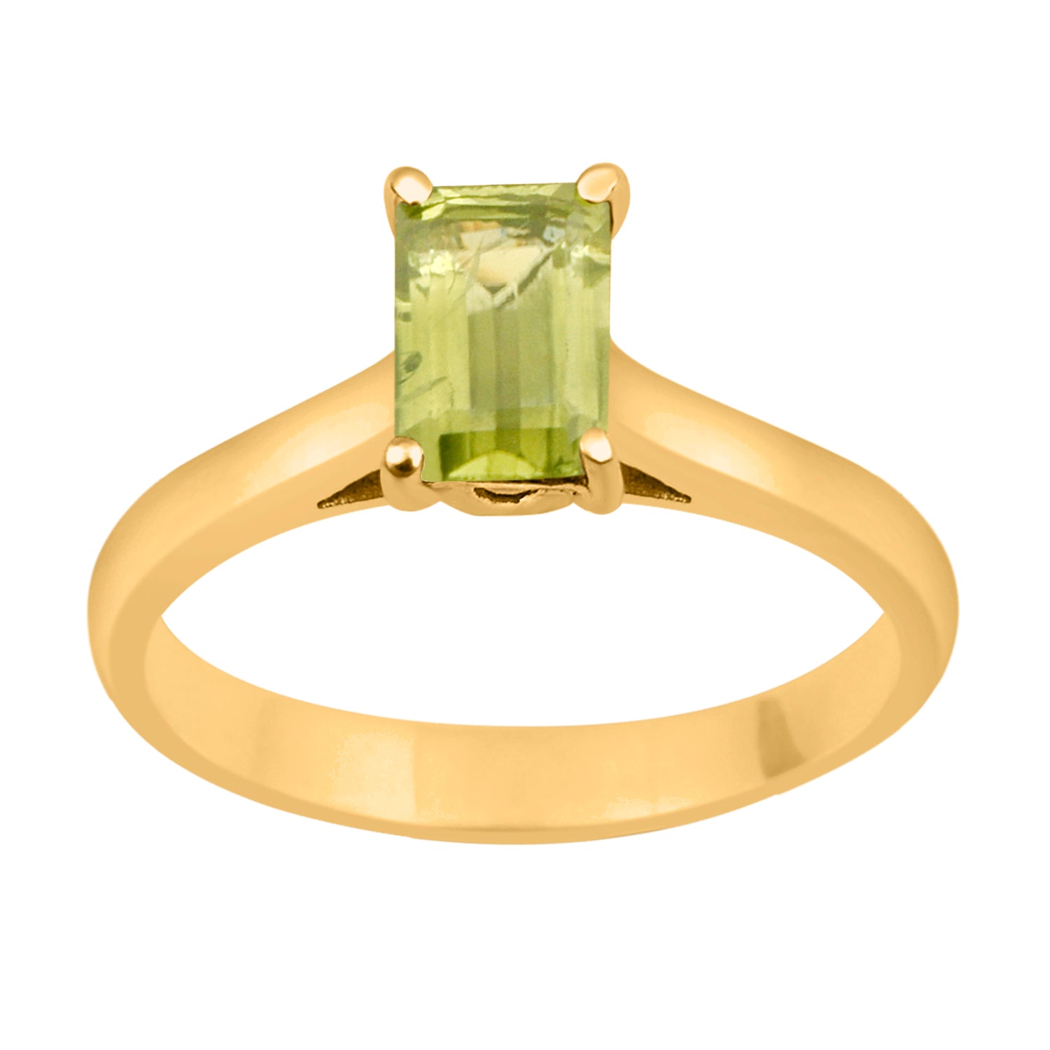 Peridot Minimalist Solitaire Ring - Sterling Silver