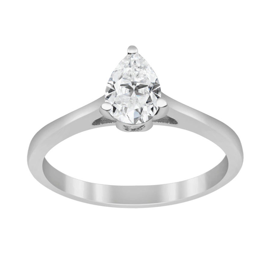Moissanite Elegant Teardrop Solitaire Ring - Sterling Silver