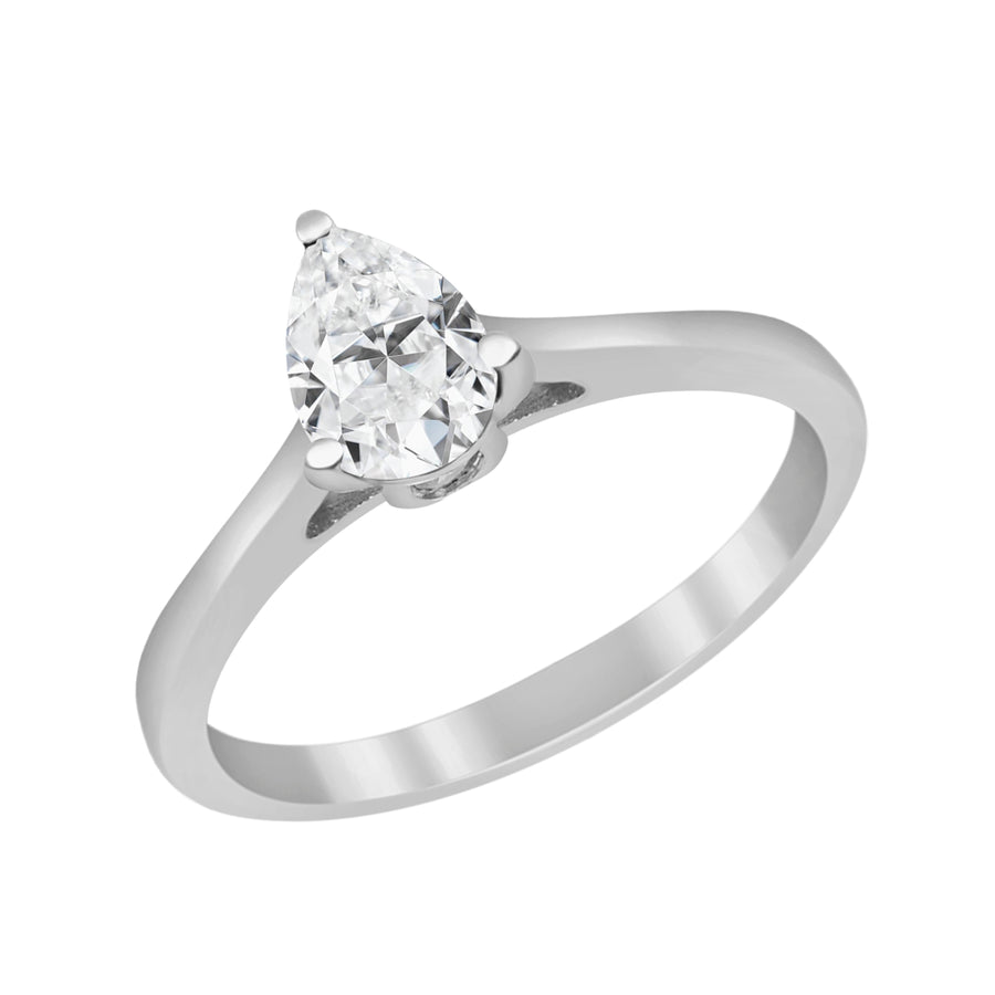 Moissanite Elegant Teardrop Solitaire Ring - Sterling Silver