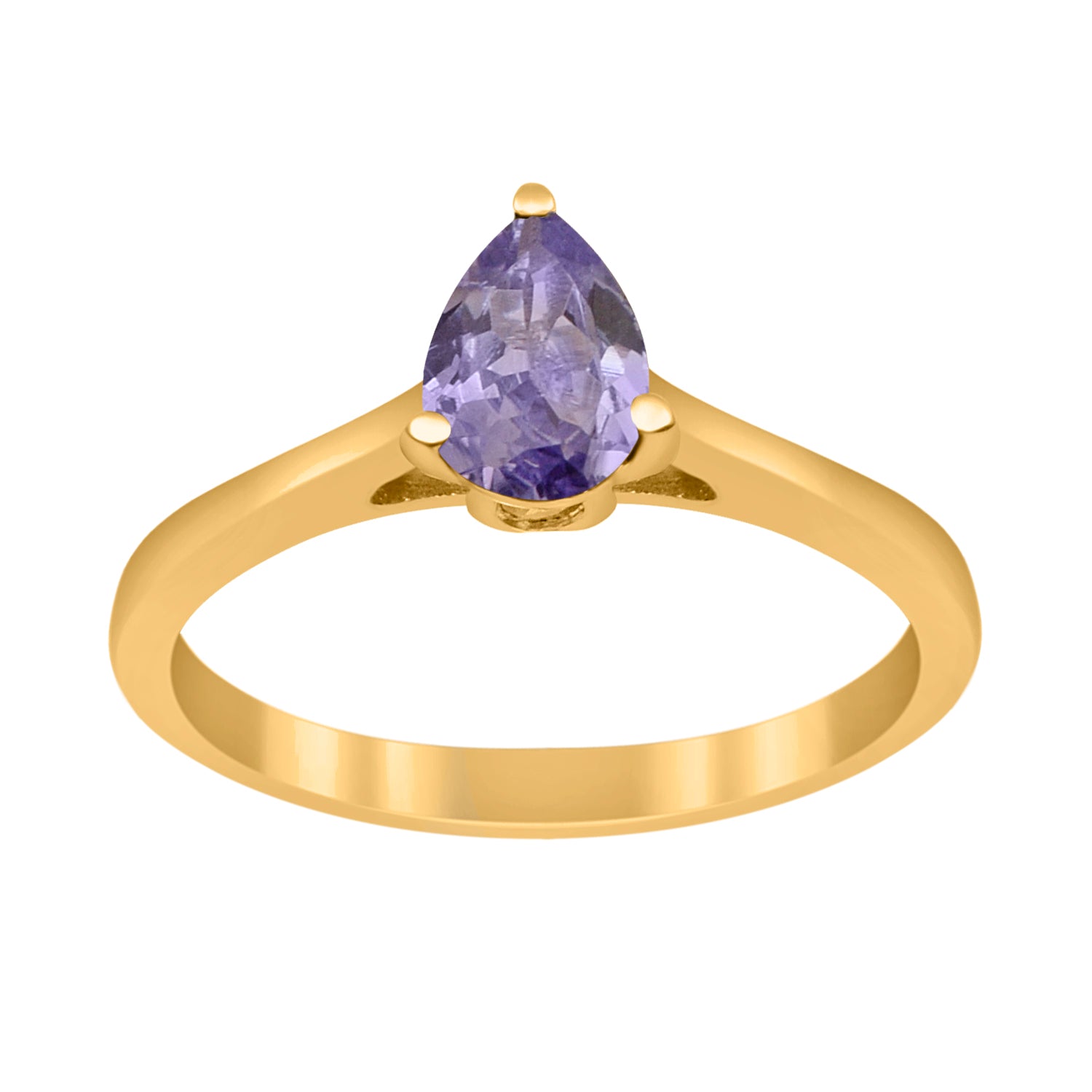 Tanzanite Solitaire Elegant Minimalist Ring - Sterling Silver