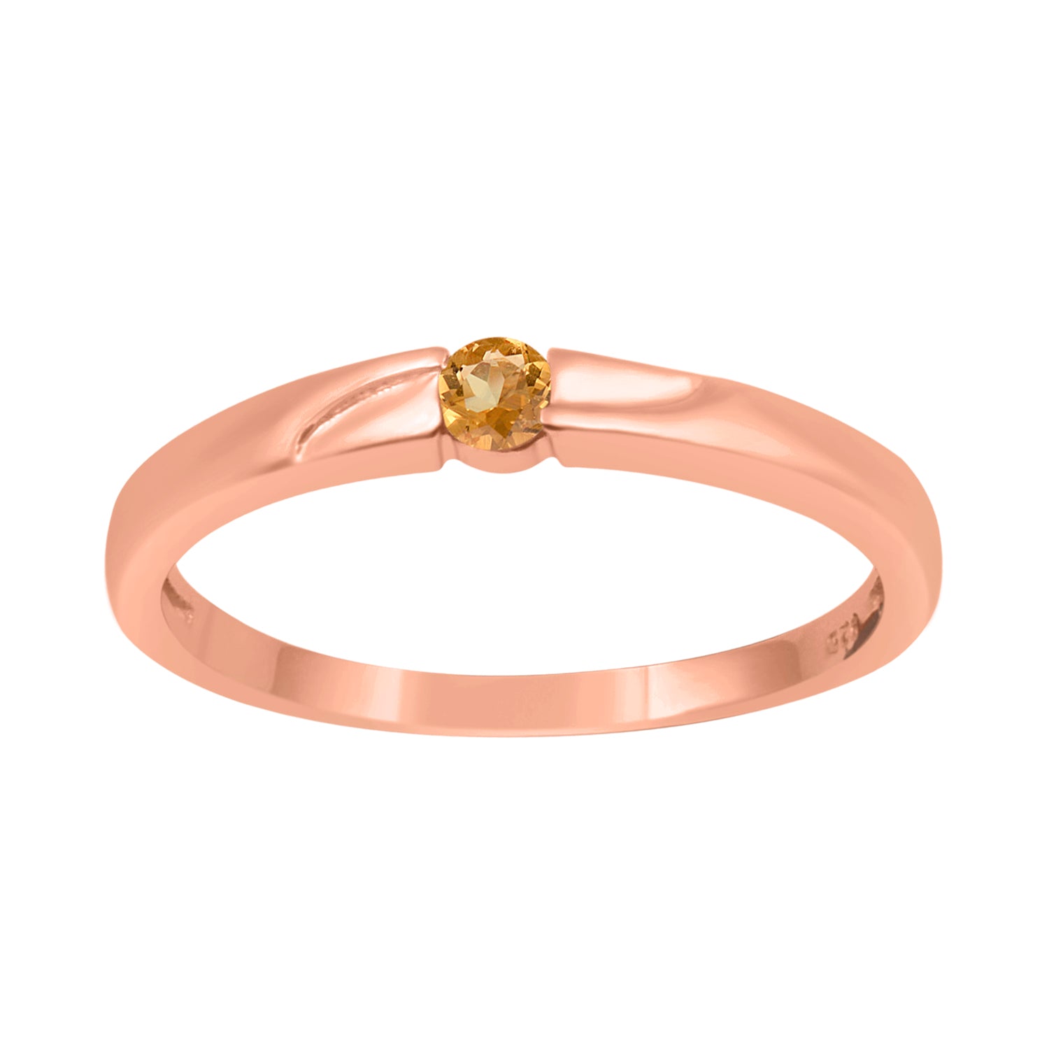 Citrine Round 3MM Tiny Stackable Ring - Sterling Silver